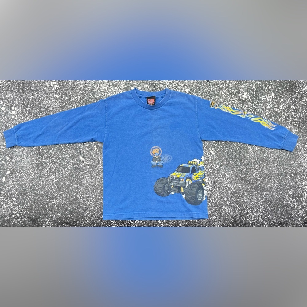 Vintage Y2K RUDE BOYZ Monster Truck Long Sleeve T-Shirt Boys Size Medium